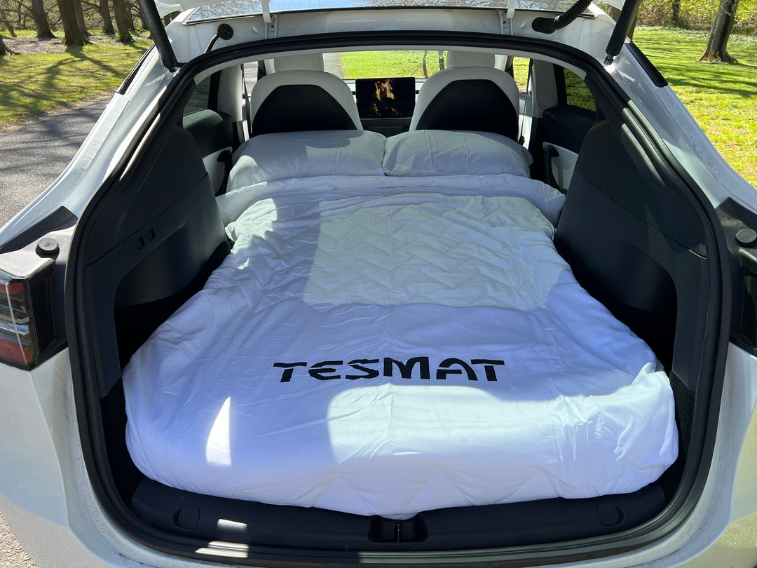 4-Piece TESMAT Comforter Set | Tesla Mattresses + Privacy Screens